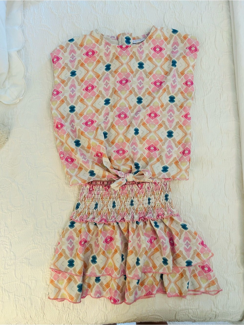 Pleat Matching Set size 7 Pink and Yellow Pattern